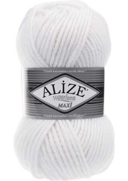 Süperlana Maxi El Örgü Ipi 5 Adet 100 Gram 55 Beyaz