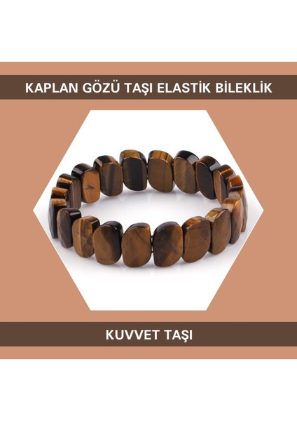 Kuvvet Taşı Kaplan Gözü Doğal Taş Elastik Bileklik DB138