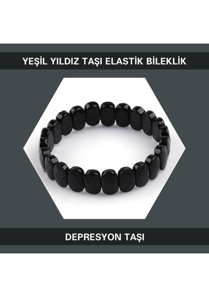 Sahi Aksesuar  Taşı Yeşil Yıldız Doğal Taşı Elastik Bileklik DB141