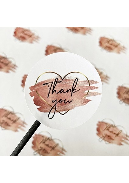 Kuşe Sticker -Thank You- 4 x 4 cm 50 Adet
