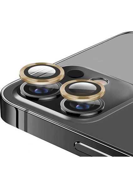 Iphone 11/12/12 Mini Uyumlu Alüminyum Alaşım 3D Kamera Lens Koruyucu Gold [2'li Set]