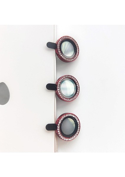 Iphone 13 Pro /13 Pro Max Uyumlu Swarovski Taşlı 3D Kamera Lens Koruyucu Kırmızı [3'lü Set] modelleri