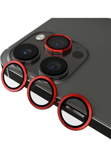 Iphone 13 Pro/13 Pro Max Uyumlu Alüminyum Alaşım 3D Kamera Lens Koruyucu Kırmızı [3'lü Set] fiyatları