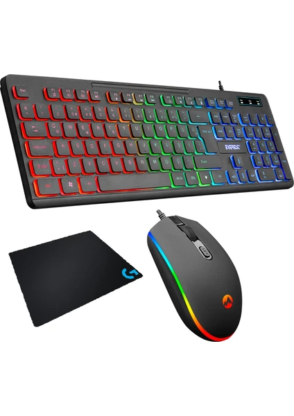 KB-120 SM-GX66 Gaming Aydınlatmalı Oyuncu Klavye Mouse + Logitech Gaming Mouse Pad Set…