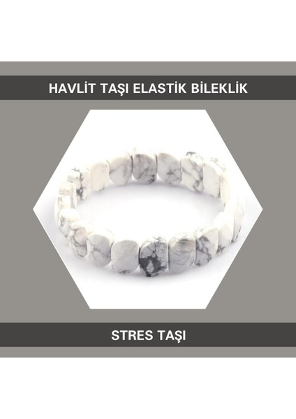 Stres Taşı Havlit Doğal Taşı Elastik Bileklik DB152