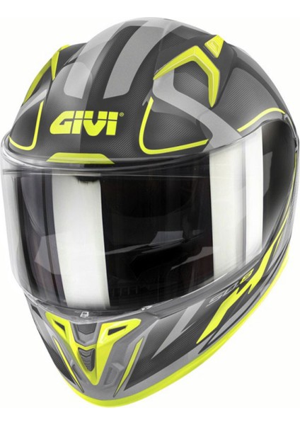 Gıvı 50 8 Racer Mat Siyah-Tıtanıum-Sarı Kask