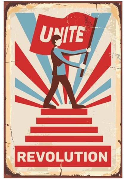Devrim Için Birleş Retro Ahşap Poster