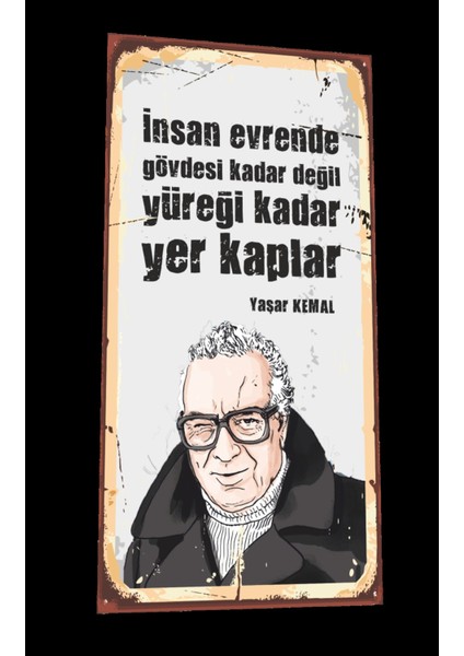 Yaşar Kemal Mini Retro Ahşap Poster