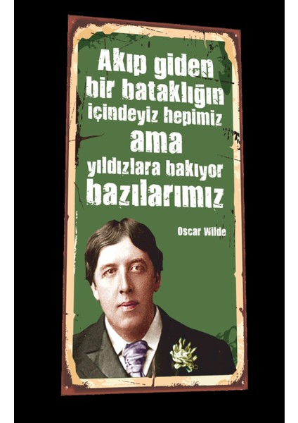 Oscar Wilde Mini Retro Ahşap Poster