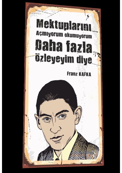 Franz Kafka Mini Retro Ahşap Poster