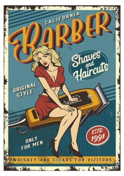 Berber Pin Up Kızı Retro Ahşap Poster