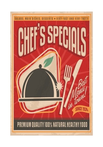 Şefin Spesiali Retro Vintage Ahşap Poster