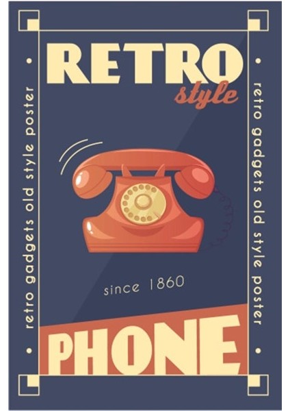 Retro Telefon Retro Ahşap Poster