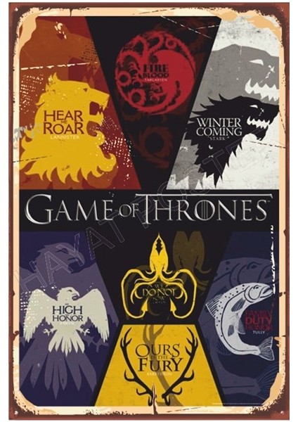Game Of Thrones Retro Ahşap Poster