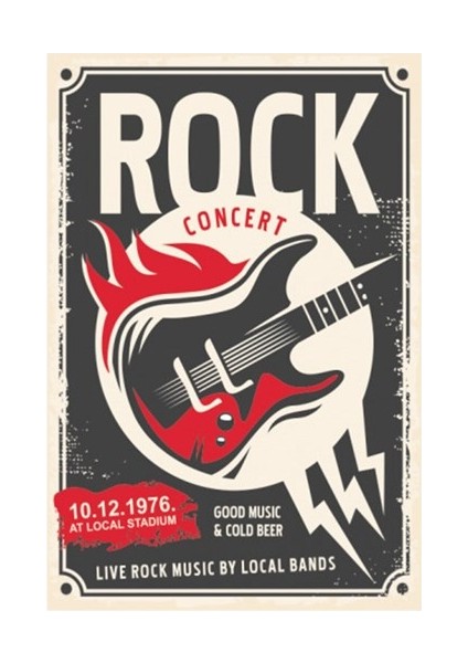 Rock Konseri Retro Vintage Ahşap Poster