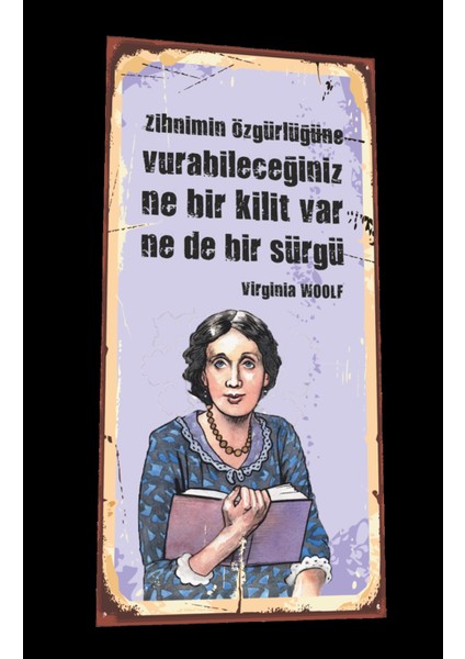 Virginia Woolf Mini Retro Ahşap Poster