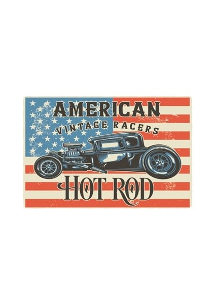 Amerikan Vintage Yarış Retro Vintage Ahşap Poster