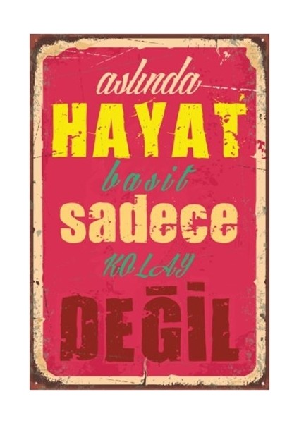 Motivasyon Hayat Basit Retro Vintage Ahşap Poster