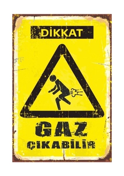 Dikkat Gaz Çıkabilir Retro Vintage Ahşap Poster