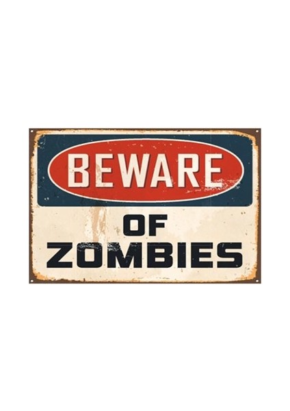 Zombilere Dikkat Retro Vintage Ahşap Poster