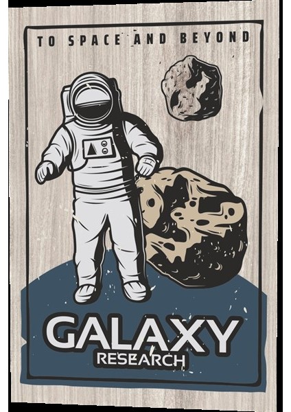 Uzay Araştırmaları Galaksi Meteor Asteroit Astronot Ahşap Desenli Retro Vintage Ahşap Poster fiyatları