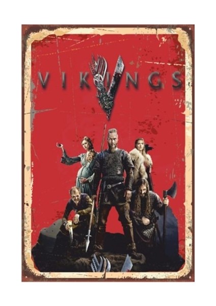 Vikings Retro Vintage Ahşap Poster