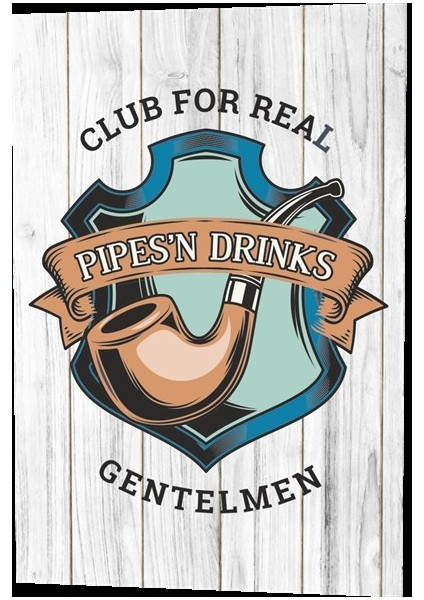 Centilmen Beyler Kulübü Pipo Tütün Ahşap Desenli Retro Vintage Ahşap Poster