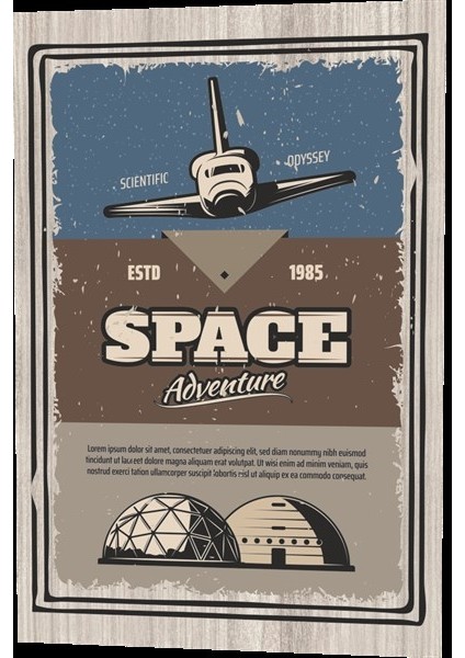 Uzay Mekiği Uzay Maceraları Ahşap Desenli Retro Vintage Ahşap Poster fiyatları