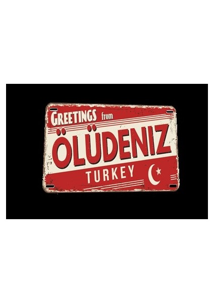 Muğla Fethiye Ölüdeniz Şehir Posterleri Ölüdenizden Selamlar Retro Ahşap Poster