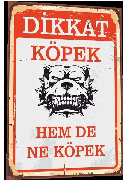 Dikkat Köpek Var Uyarı Levhası Tabela Tarz Retro Ahşap Poster 815