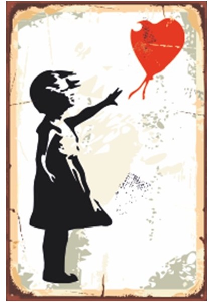 Balonu Kaçan Kız Retro Ahşap Poster 20X30 cm fiyatları