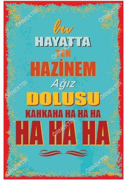 Bu Hayatta Tek Hazinem Ağız Dolusu Kahkaha Duvar Yazıları Retro Ahşap Poster fiyatları