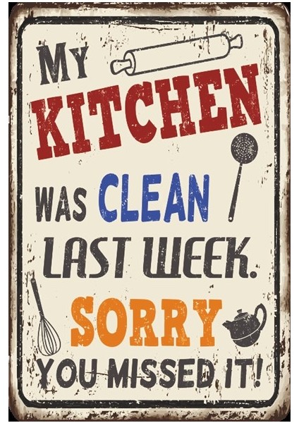 Temiz Mutfak, Mutfak Posterleri- 9 Retro Ahşap Poster