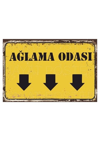 Ağlama Odası Yön Tabelası Retro Vintage Ahşap Poster