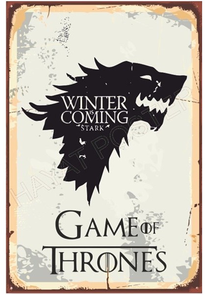 Game Of Thrones Winter Is Coming Retro Ahşap Poster