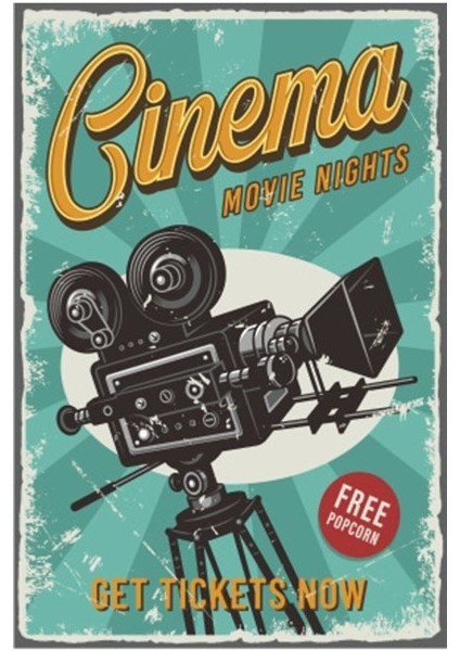 Sinema Kamera Retro Ahşap Poster