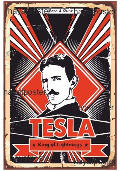 Nikola Tesla Retro Vintage Ahşap Poster