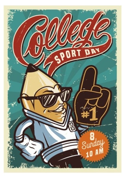 Spor Günleri Retro Ahşap Poster