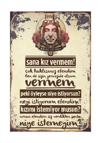 Vecihi Sana Kız Vermem Yeşilçam Retro Vintage Ahşap Poster