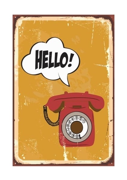 Merhaba Retro Vintage Ahşap Poster