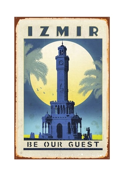 Izmir Saat Kulesi Retro Vintage Ahşap Poster