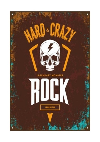 Hard Crazy Rock Retro Vintage Ahşap Poster