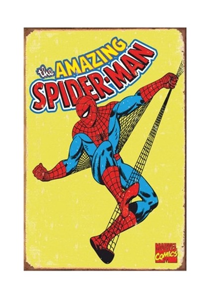 Spiderman Marvel Retro Vintage Ahşap Poster