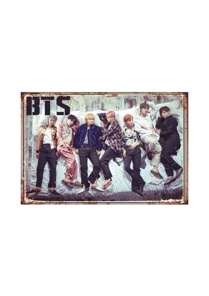 Bts Retro Vintage Ahşap Poster