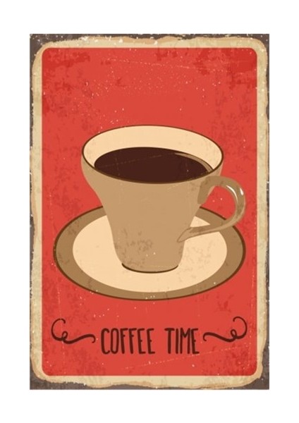 Kahve Zamanı Retro Vintage Ahşap Poster
