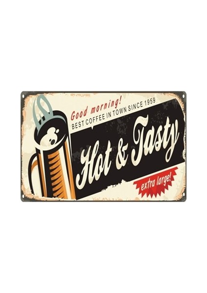 Günaydın Sıcak Kahve Retro Vintage Ahşap Poster