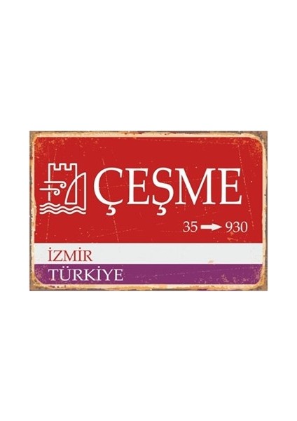 Çeşme Sokak Tabelası Retro Vintage Ahşap Poster