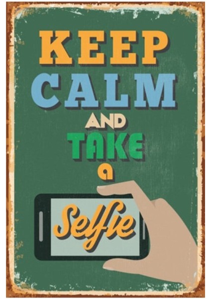Keep Calm Selfie Retro Vintage Ahşap Poster