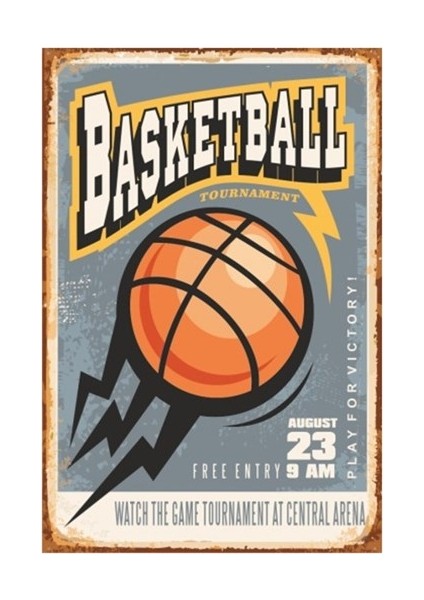 Basketbol Retro Vintage Ahşap Poster