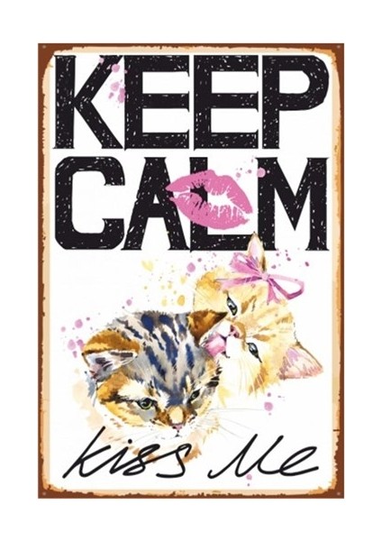Keep Calm Öp Beni Retro Vintage Ahşap Poster